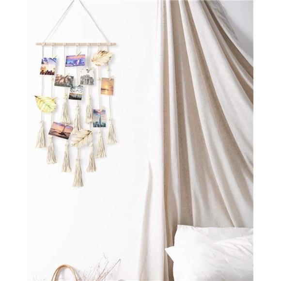 Hanging Photo Display Macrame Wall Hanging Boho Room Home Decor Teen Girl Womens - Picture 3 of 6
